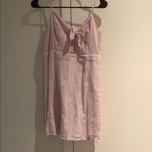 Pink and white striped dress with cutout